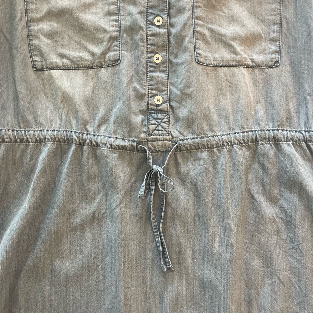 Chambray Shirt Dress  Denim Short Sleeve Button Front drawstring waist size XL - Picture 6 of 14